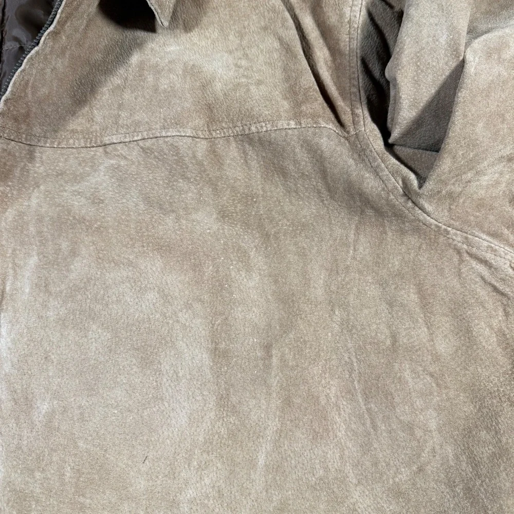 Y2K Croft & Barrow Genuine Leather Suede Jacket Tan Quilted Lined ‎ Size XXL